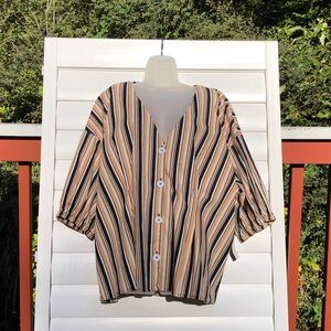 Eloquii Orange and Pink Batwing Sleeve Button Down Shirt ON SALE!